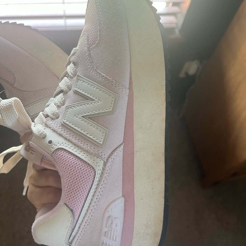 New Balance Light Pink and White Athletic Shoes